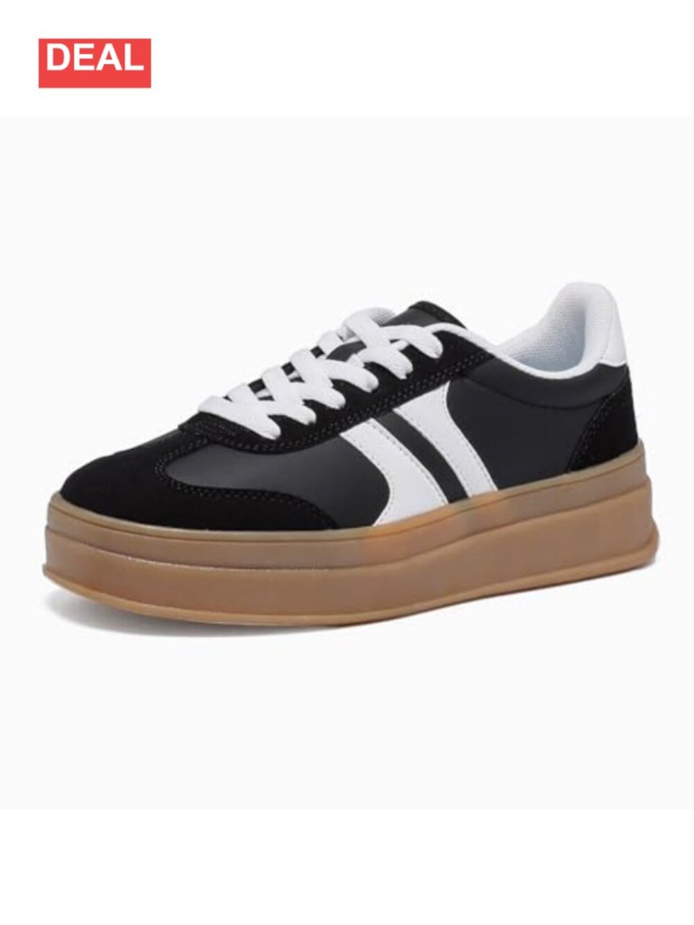 Suede Leather Platform Fashion Sneakers Gum Sole Lace-Up Comfort Walking Shoes